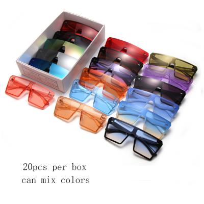 China Fashion Sunglasses Free Shipping 20pcs PC Female Sun Glasses Square Ladies Vintage Glass Box One Piece Oversized Women Sunglasses With Rivet for sale