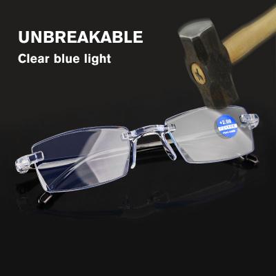 China Ultralight Rimless Blue Light Reading Glasses Thin Anti Radiation Computer Presbyopia Readers Reading Glasses 1.0 4.0 for sale