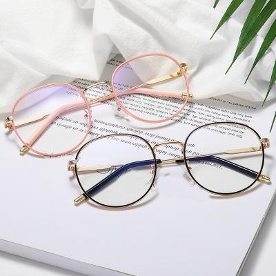 China For Reading Glasses Retro Anti Blue Light Glasses Frame Metal Round Optical Glasses Eyewear For Women Men for sale