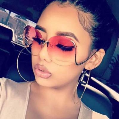 China 2020 Newest Fashion Rimless Curve Leg Glass Women Sun Glass Shades Trendy Colorful Oversized Sunglasses Brand Designer SKYWAY Sunglasses Fashion for sale