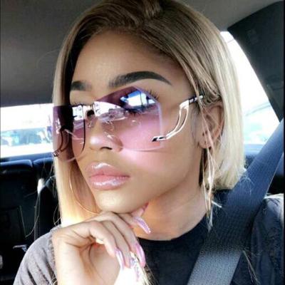 China Designer Irregular Frameless Fashion Female Glass Shades Brand Gradient Alloy Frame Women Summer Sunglasses Hot Sale Fashion SKYWAY Sunglasses for sale