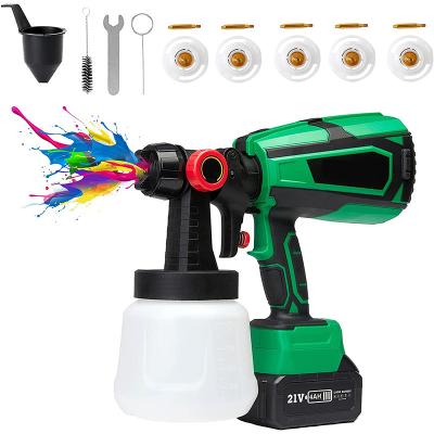 China Paint Cordless Spray Gun 21V 4.0Ah HVLP Lithium Battery Power Cordless Portable Multi Function Sprayer Electric Handheld Paint Spray Gun for sale