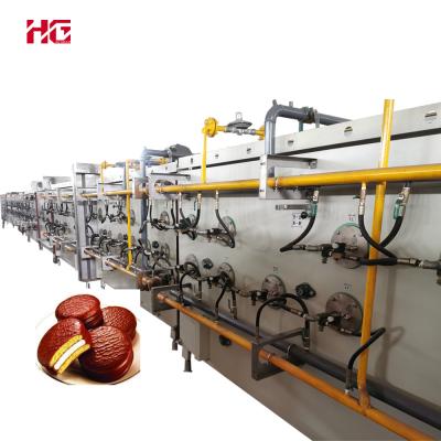 China HG-DSC200 Gas Or Electric Full Automatic Complete Monkfish Choco Pie Sandwich Cake Production Line for sale