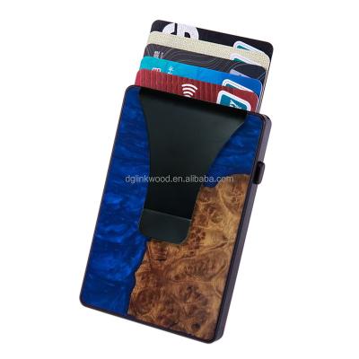 China RFID Morden Style Phone Wallet Rfid Desktop Genuine Leather Wood Wooden Organizer for sale