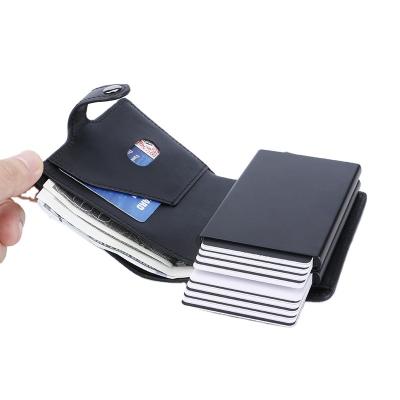 China Minimalist RFID Blocking Slim Wallet Credit Card Holder RFID Blocking Front Pocket Wallet With Metal Aluminum Case For Men for sale