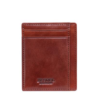 China Wholesale Fashion RFID Blocking Credit Card Holder Italy Vegetable Tanned Leather Card Holder HB for sale