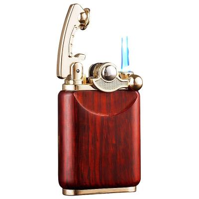 China Jet Flame Butane Gas Wholesale Customized Cigarette Luxury Cigar Refillable Refillable Gas Lighter Rose Torch Wood Lighter Custom Logo for sale