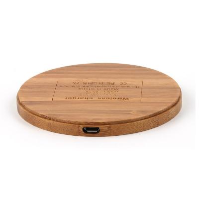 China Pad 15W Wireless Qi Charger Portable Fast Charging Wooden Wireless Bamboo Eco-Friendly for sale