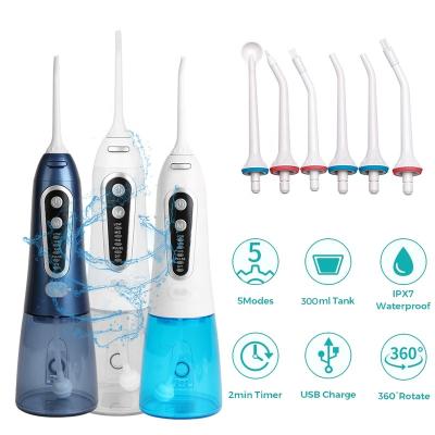 China Teeth Clean and Massage Portable Dental Oral Irrigator Water Flosser 300ML Professional Wireless Water Tank 3 Modes IPX7 Waterproof USB Rechargeable for sale