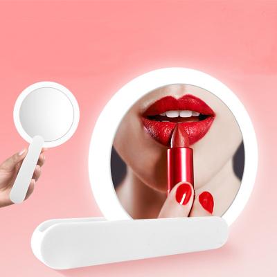 China Professional Lighted Makeup Cosmetic Mirror For Bathroom Portable Makeup Stand Mirror Desk Lights Folding Mirror for sale