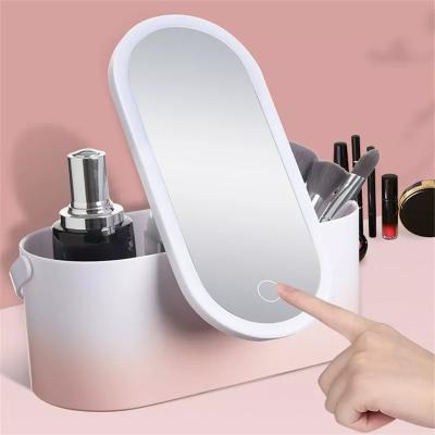 China LED Lighted Vanity Illuminated Mirror Light Hollywood Table Smart Makeup Mirror With Bulbs for sale