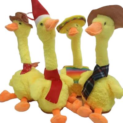 China Wonderful Gift Amazon Electronic Shake Dancing Duck Bailarin Talking Singing Plush Toy Holiday Home Decoration Doll Dancing Duck For Kids for sale