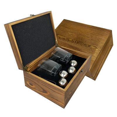 China Brand Stainless Steel Metal Whiskey Stone Ball Ice Cube Set and Chilling Stone Cigar Cutter Customized Viable for sale