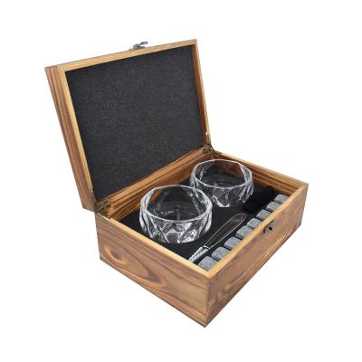 China Best Selling Viable Wooden Whiskey Ice Cube Pocket Granite Whiskey Stone Cold Stone Cooling Set for sale