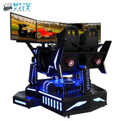 China 3 Screen VR Racing Simulator 2 Seats Driving Game Steering Wheel 220V zu verkaufen