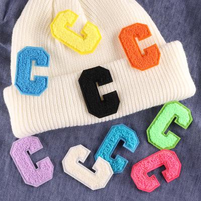 China Wholesale 3D Fashion Letter C Iron On Embroidery High Quality Cute Logo Patches For Garment for sale