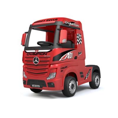 China Four Wheels With Suspension 24v 4x4 Licensed Mercedes Benz Actros Ride On Truck Children Electric Car Baby Carriage For Kids Drive for sale