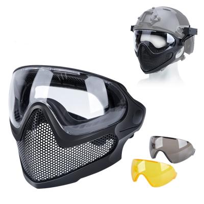 China 52-64 cm Tactical Mask Tracer Airsoft Mask Goggles Steel Mesh Impact Resistant Eye Protection Matching FAST Helmet for Airsoft Paintball for sale