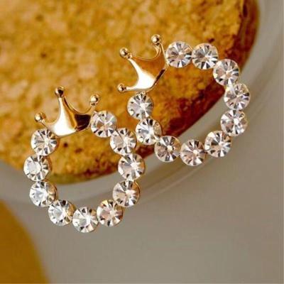 China Environmentally friendly fashion all-match crown around hot sale alloy earrings rhinestone earrings earrings accessories for sale