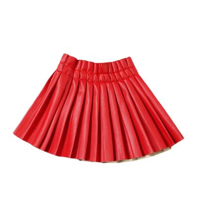 China European, American and Korean children's cute clothing, new girls' leather skirts, children's bust pleated pleated skirts for sale