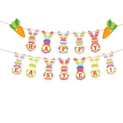 China Wholesale EASTER Party Cartoon Paper Rabbits Paper Bunting Flags Banners For EASTER PARTY SUPPLIES for sale