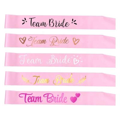 China Satin 2022 Rose Wedding Bridesmaids Rose Gold Team Bride Satin Sash Hen Party Supplies New Design Bachelorette for sale