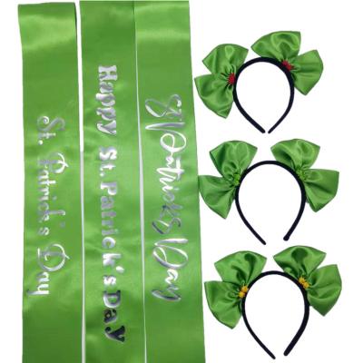 China Satin Amazon St. Patrick's Day Party Supplies St. Patrick's Day Sash And Headband for sale