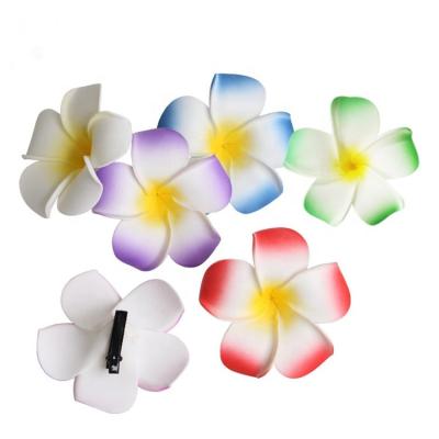 China Modern Wedding Party Beach Bridal Hair Clips Hawaiian Plumeria Flower Hair Mousse Flower Clips for sale