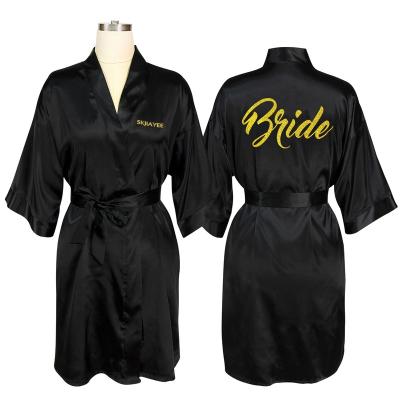 China SKJIAYEE Satin Bride Long Robes Women Kimono Sleepwear Thermal High Quality Running Dressing Gown For Bride Bridesmaid Wedding Party for sale