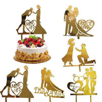 China Artistic Wholesale Cake Decorating Supplies Wedding Happy Birthday Number Gold Number Acrylic Paper Cake Topper for sale