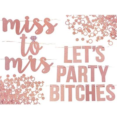 China Decorations Rose Gold Sparkly Miss Wedding Party Decorations Mrs. Let Us Party Bachelor Party Banners for sale