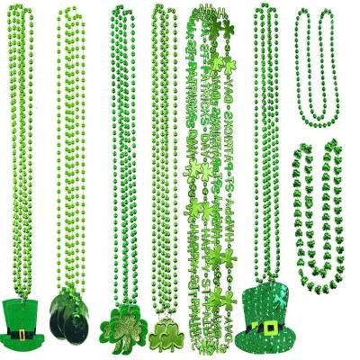 China Shamrock Irish St. Patrick's Ornament Beaded Necklace Festival Beads Necklace for sale