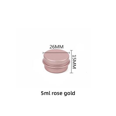 China 0.17oz Cosmetic 5ml Rose Gold Round Aluminum Cans Tin Can Jar Screw Top Metal Lid Containers For Lip Balm, Crafts, Sample Jar for sale