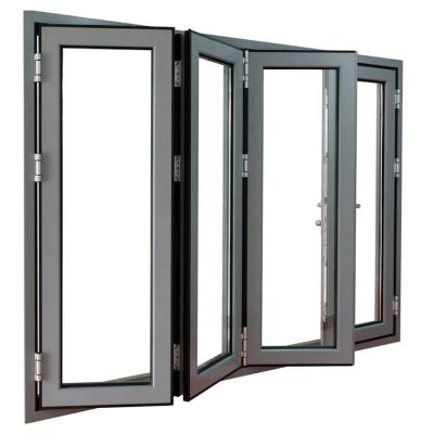 China Wholesale standard size soundproof glass profile window folding aluminum bifold windows screen and door folding for sale