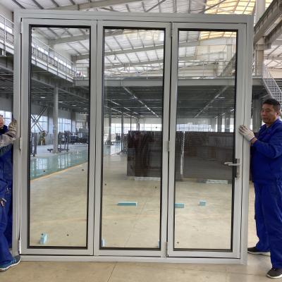 China Modern Aluminum Double Glazing Proof Folding Doors Sound Aluminum Bi-Fold Door for sale