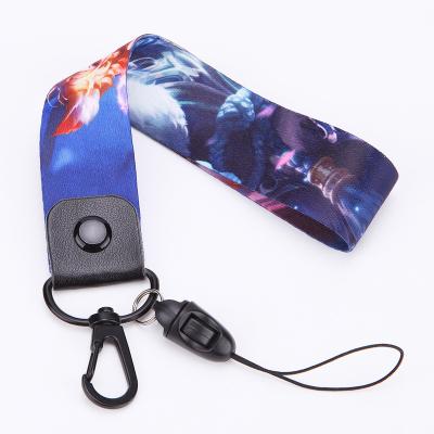 China Phone Anime Shorts Wrist Key Chain Free Sample 100% Custom Laminated Polyester Strap Lanyard for sale