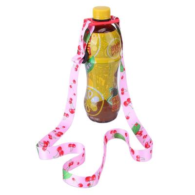 China Polyester Hanging Custom Polyester Water Bottle Shoulder Holder Lanyard Strap for sale