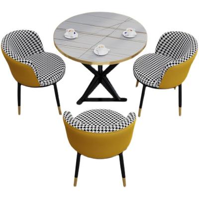 China Contemporary CT03 With Chair Home Furniture Steel Round Table Home Furniture Around Dining Room Marble Luxury Dining Table for sale