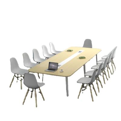 China Dirt-resistant and easy to deal with Modern Furniture Office Metal Feet Company Simply Wooden Meeting Room Table Design for sale