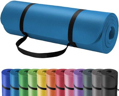 China FANDING 10mm NBR Non-Slip Non-Slip Yoga Mat with Carry Strap for Workout Exercise Eco-Friendly Mat for Home Gym Fitness for sale