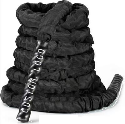 China FANDING Battle Rope 1.5 Universal Black Workout Rope 100% Poly Dacron Heavy 40 50 Length Diameter 30 50 With Protective Sleeve for sale