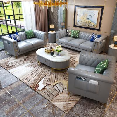 China Sectional Fancy Gray Leather Sofa Adorning Sofa Bed Designer Couch Custom Luxury Modern Living Room Furniture for sale