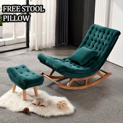 China Living Room Freestanding Design Pillow Stool Fabrics Recliner Lazy Rocking Chair for sale