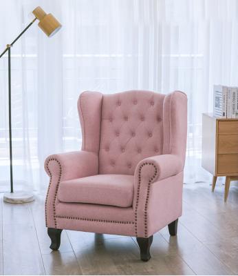 China Modular Classic Retro Furniture Interior Relaxation Adorned Sofa Pink Modern High Back Single Wing Chair for sale