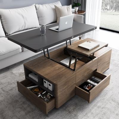 China Innovative 2 Convertible In 1 Multifunctional Expandable Dining Furniture Transformation Coffee Table for sale