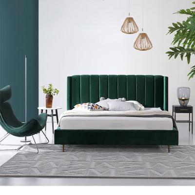 China Cama Bedroom Furniture Design Modern Luxury Army Green Adjustable King Queen Size Double (Other) Pink Velvet Bed for sale