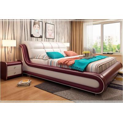 China (Other) Wholesale Adjustable Modern Bedroom Furniture King Size Solid Wood Leather Bed for sale