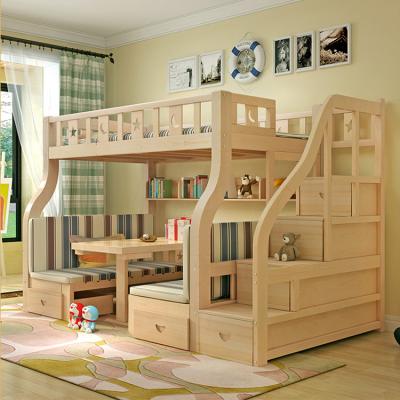 China New Design Modern Luxury Convertible Lit Enfant Cama Solid Wood Bunk Beds With Slide Desk for sale