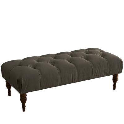 China (Other) Retro Entryway Living Room Adjustable Bedroom Ottoman Upholstered Velvet Tufted Bench for sale