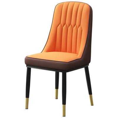 China Cheap Modern Stylish Adjustable Foot Home Faux Orange Wood Beech Design Furniture Leather Dining Chair (Other) for sale